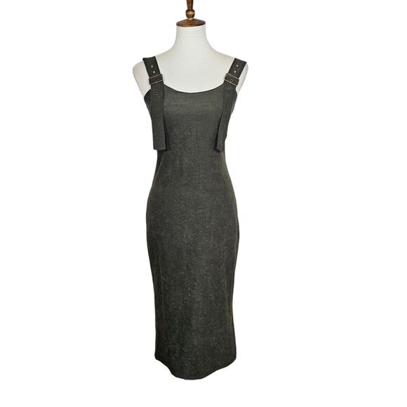 Choosy Olive Green Suede Pencil Dress - Picture 2 of 10